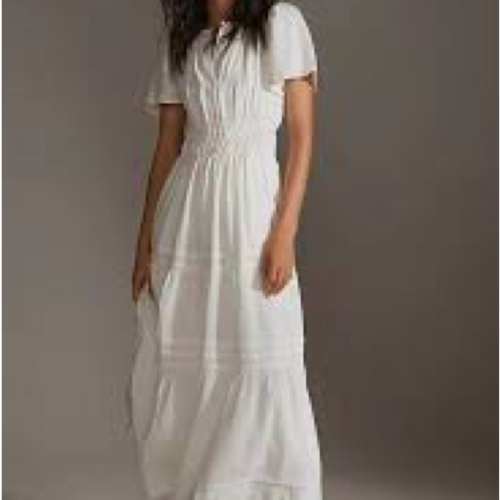Anthropologie White Maxi Dress